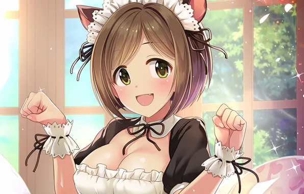 Girl, sexy, cleavage, boobs, anime, beautiful, short hair, pretty