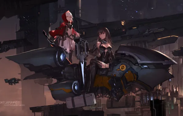 Girl, mecha, weapon, anime, suit, japanese, seifuku, guardian