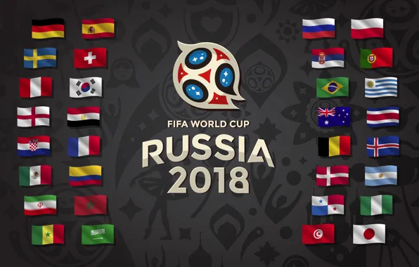 Спорт, Футбол, Флаги, Россия, 2018, Страны, ФИФА, FIFA