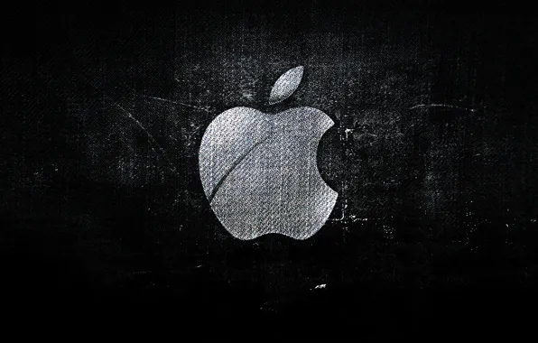 Картинка серый, чёрный, apple, логотип, надкушенное яблоко
