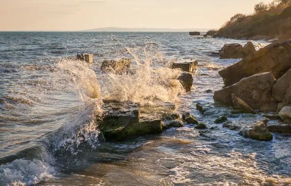 Море, камни, рассвет, крым