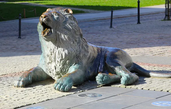 Lion, street, statua, monument