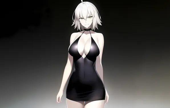 Girl, sexy, cleavage, dress, boobs, anime, beautiful, short hair