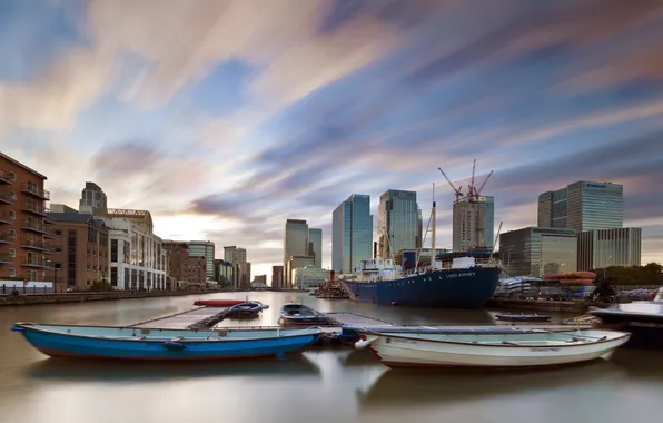 Картинка город, Лондон, лодки