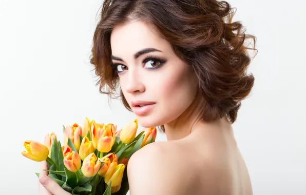 Картинка yellow, flowers, model, look