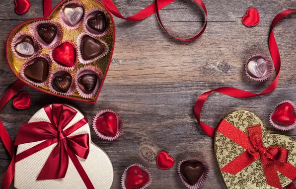 Романтика, шоколад, конфеты, лента, сердечки, love, rose, heart