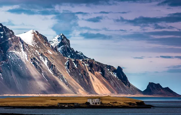 Картинка снег, горы, Исландия, Auster-Skaftafellssysla, Hofn i Hornafirdi