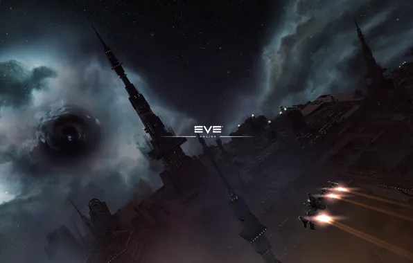 Туманность, станция, Космос, space, космический корабль, eve online, space ship, червоточина