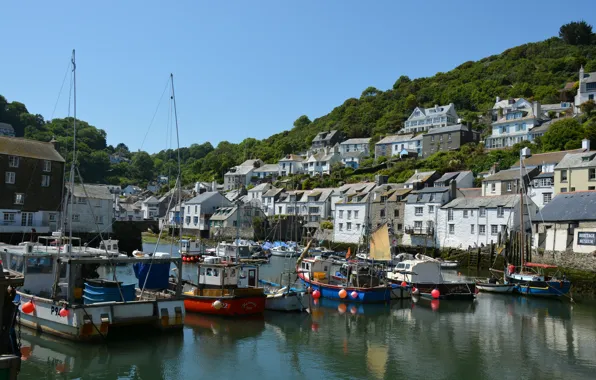 Англия, England, Корнуолл, Harbour, Гавань, Полперро, Polperro, Курортный городок