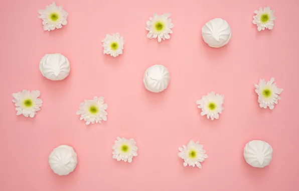 Цветы, фон, зефир, Sweets
