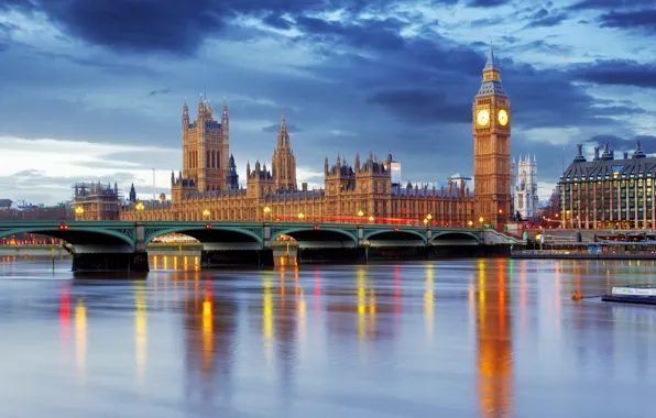 Картинка Англия, Лондон, Биг Бен, London, England, Big Ben, Thames River, Westminster Abbey