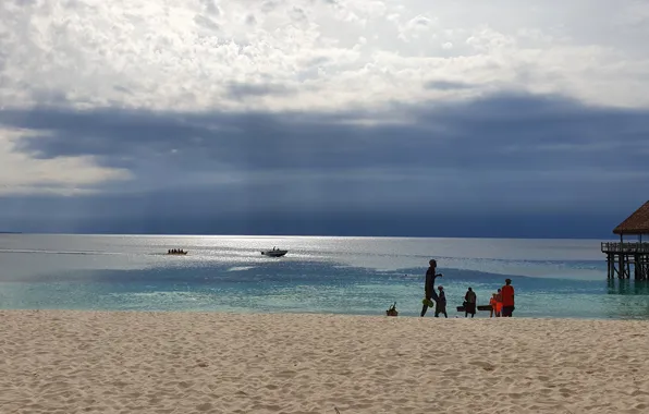 Песок, пляж, небо, облака, океан, остров, Занзибар, Zanzibar island