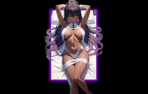 Girl, hot, sexy, cleavage, boobs, anime, brown, pretty