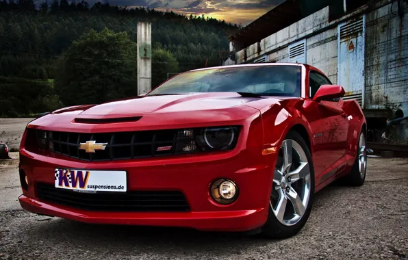 Машина, фары, колеса, красивая, диски, camaro, shevrolet