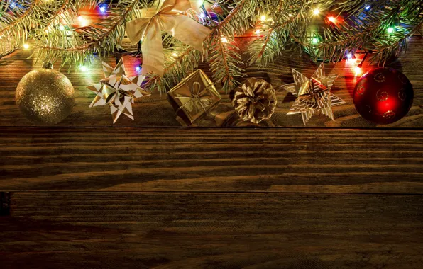 Новый Год, Рождество, christmas, balls, wood, merry christmas, gift, decoration