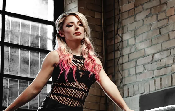 Взгляд, поза, рестлер, hair, WWE, Alexa Bliss, Алекса Блисс, блондинкa