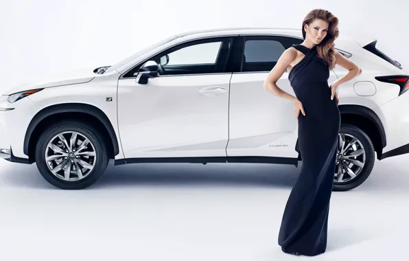 Взгляд, Девушки, красивая девушка, белый авто, Lexus NX, позирует над машиной, Agnieszka radwanska