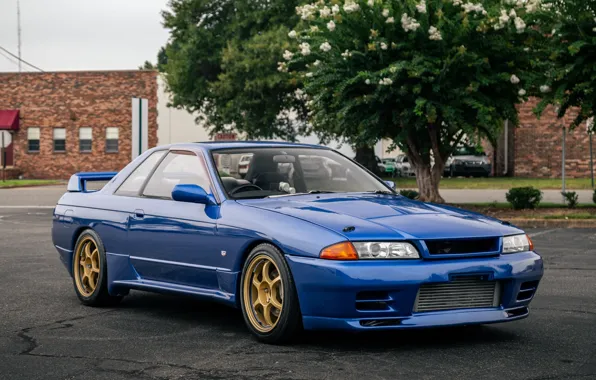 Nissan, Blue, R32, Front, Skyline, Nissan Skyline, Advan