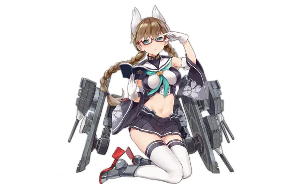 Girl, sexy, thighhighs, long hair, brown hair, boobs, anime, beautiful