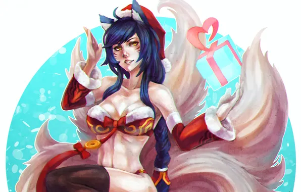 Грудь, девушка, подарок, лиса, League of Legends, ahri, nine tailed fox