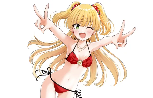 Girl, sexy, cleavage, green eyes, long hair, boobs, sexy girl, anime