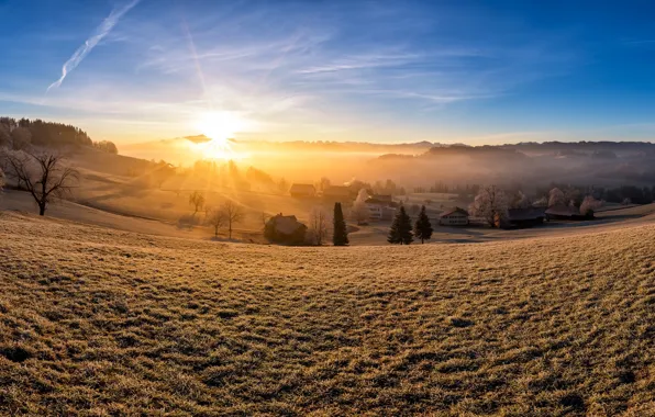 Картинка свет, утро, Switzerland, Canton of St. Gallen, Kirchberg