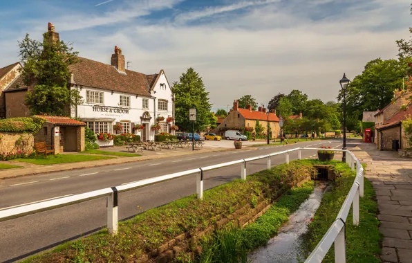 Улица, Англия, здания, Nottinghamshire, Linby