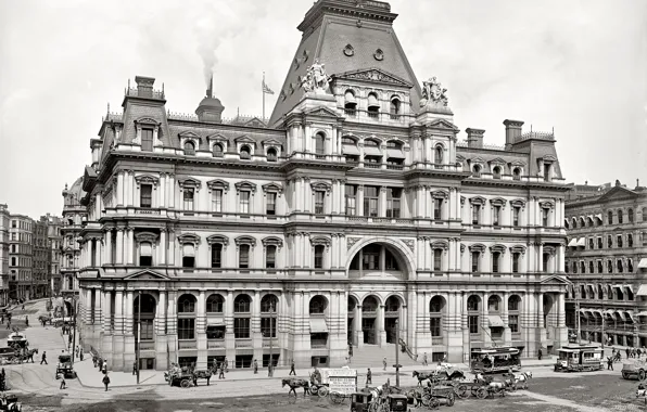 Дом, ретро, улица, США, Бостон, почта, 1900-й год