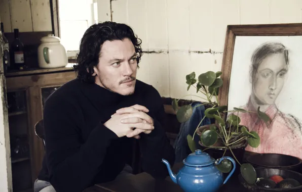 Портрет, мужчина, кудри, люк эванс, luke evans