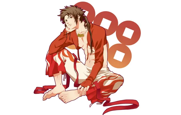 Круги, фон, лента, парень, сидит, Sengoku Basara, Эпоха Смут
