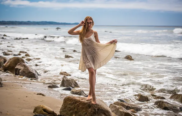 Картинка море, девушка, берег