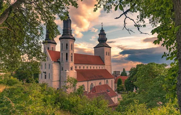 Природа, здание, башня, Швеция, Sweden, Собор Visby