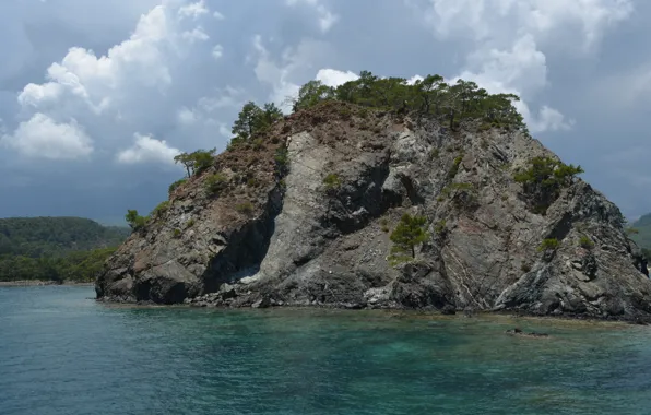 Море, Скалы, Турция, Средиземное море, Скала в море