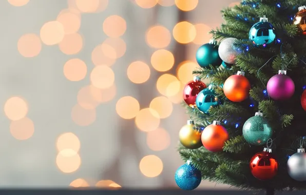 Украшения, шары, елка, colorful, Новый Год, Рождество, new year, Christmas