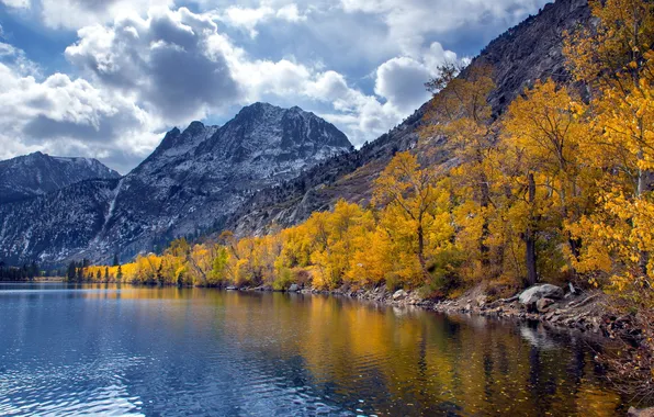 Картинка осень, пейзаж, горы, озеро