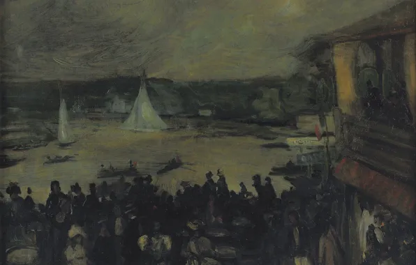 Картина, городской пейзаж, Уильям Глакенс, 1895, William James Glackens, Парусные Лодки. Париж