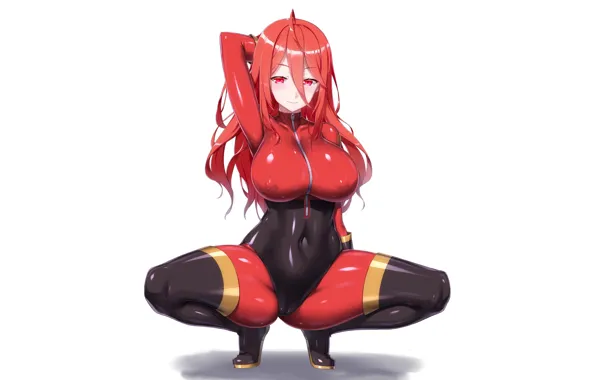 Red, girl, hot, sexy, boobs, sexy girl, anime, babe