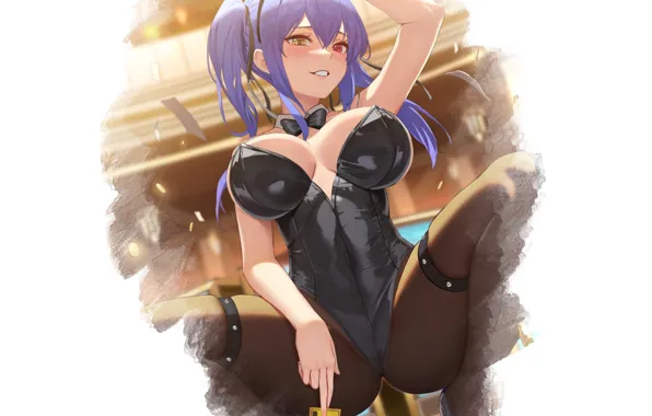 Girl, boobs, anime, big boobs, babe, bunny, oppai, purple hair