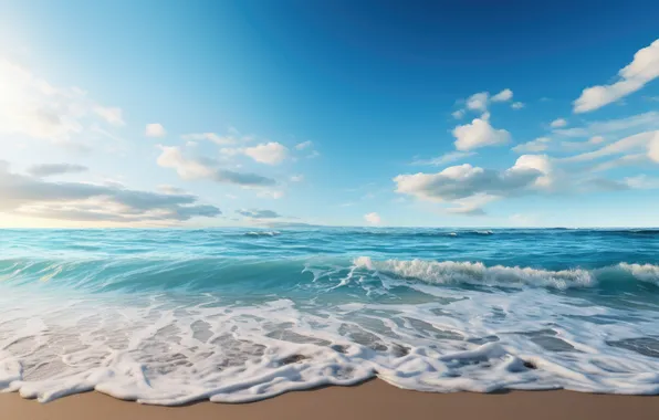 Песок, море, волны, пляж, лето, пена, summer, beach