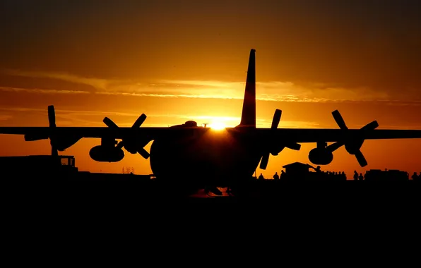 Картинка aircraft, sunset, silhouette