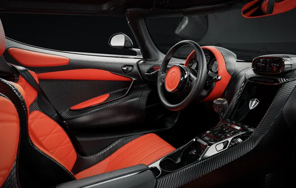 Картинка интерьер, Koenigsegg, руль, карбон, салон, внутри, сиденье, car interior