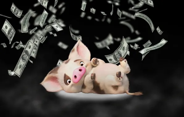 Картинка фон, деньги, свинья, поросенок