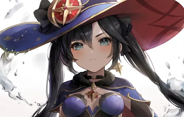 Girl, sexy, cleavage, long hair, boobs, anime, blue eyes, beautiful