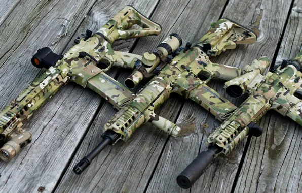Картинка wood, scope, AR 15, Assault rifle, multicam