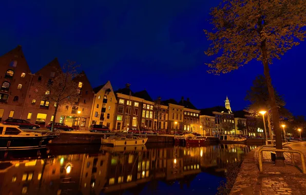 Картинка ночь, Нидерланды, night, Nederland, Groningen, Гронинген