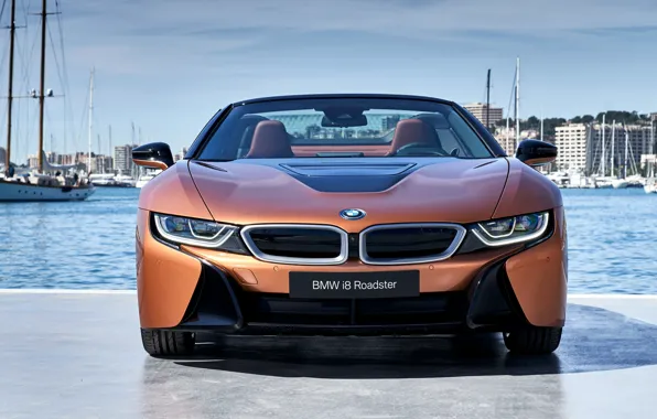 Roadster, вид спереди, гавань, 2018, BMW i8