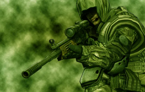 Картинка зеленый, оружие, солдат, снайпер, прицел