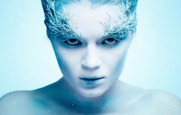 Картинка иней, снег, портрет, Ice Queen