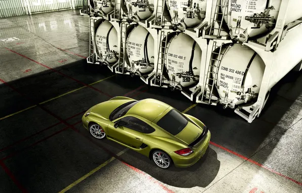 Зеленый, Porsche, cayman R, цисцерны