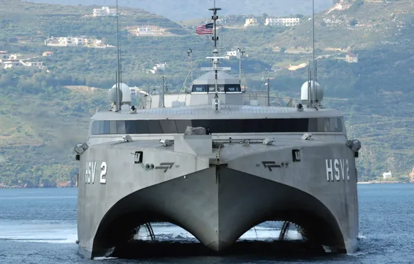 Картинка катамаран, ВМФ США, гибридный, HSV-2 Swift, High Speed Vessel, Высокоскоростной корабль